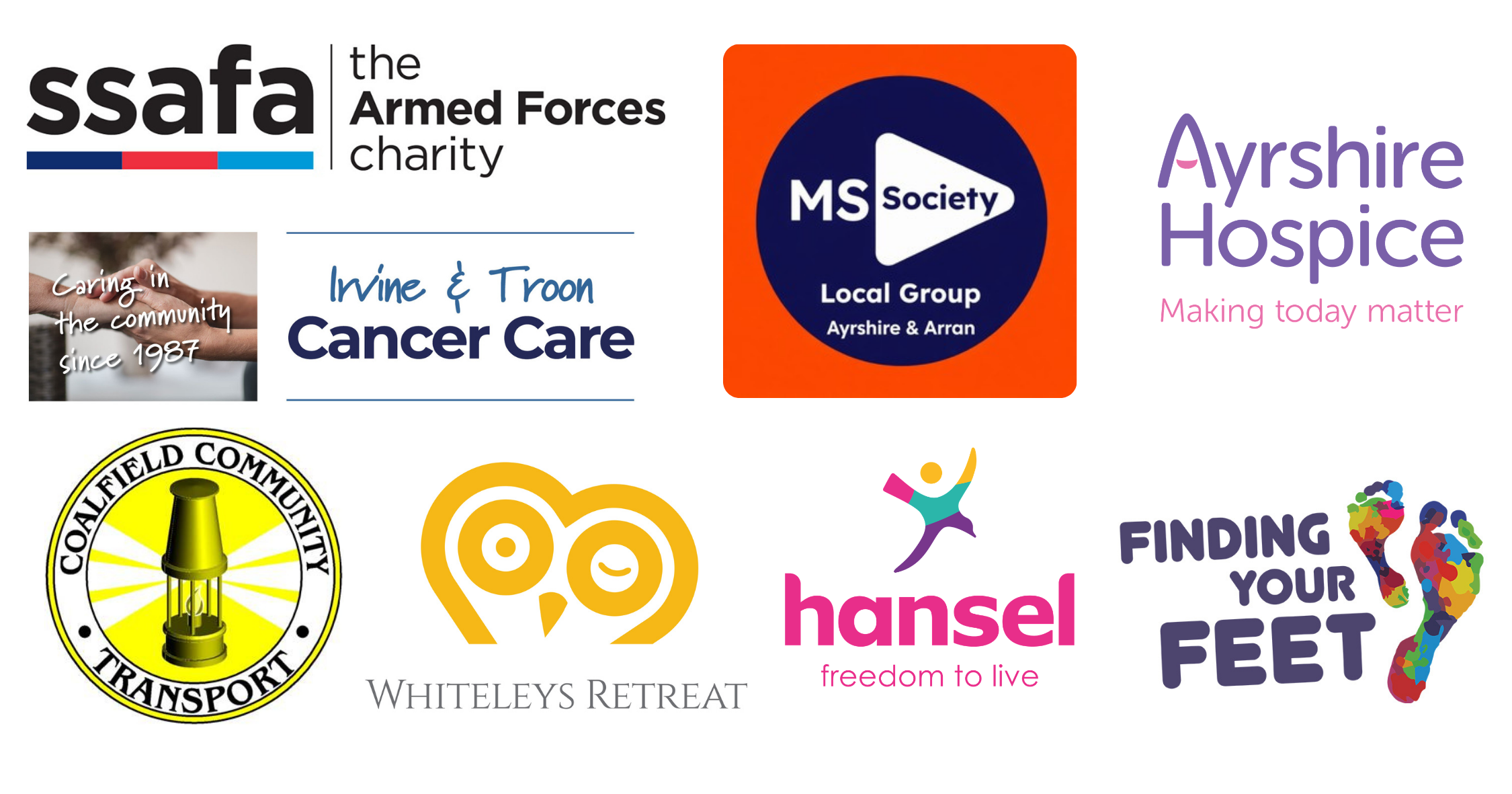 Logos of Charities that Thistle help supports